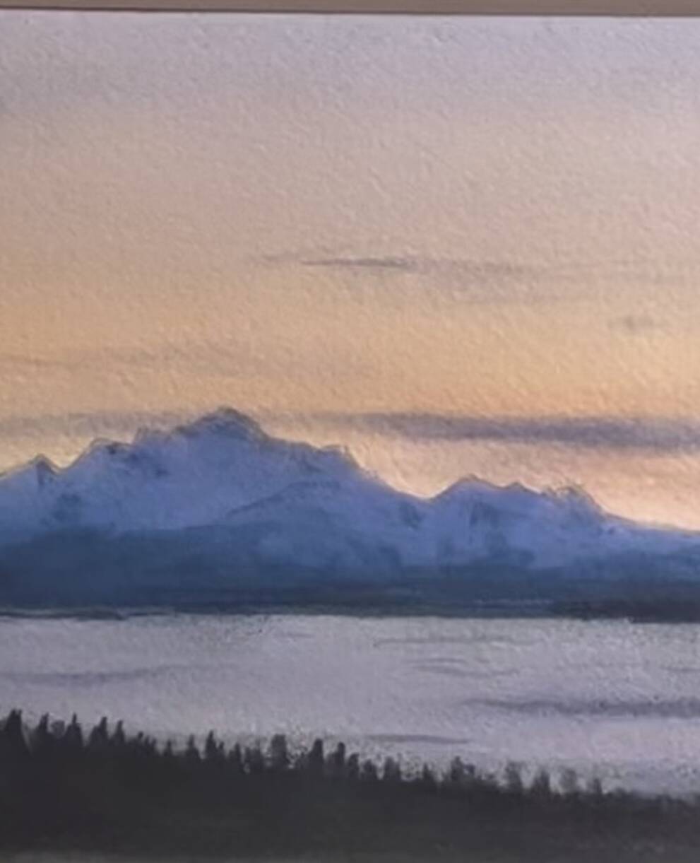 Aquarelle de François Duruz, lac, Alpes